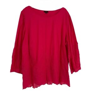 Talbots Blouse Top 3/4 Cuffed Sleeves Size 2X Embroidered Cotton Scalloped Hem